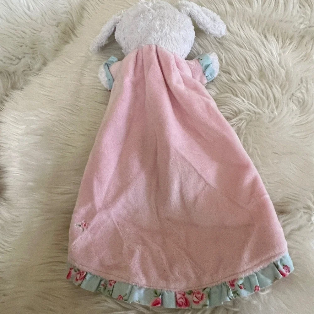Carters Pink Floral Bunny Rabbit Security Blanket Lovey Satin Trim Rattle Plush